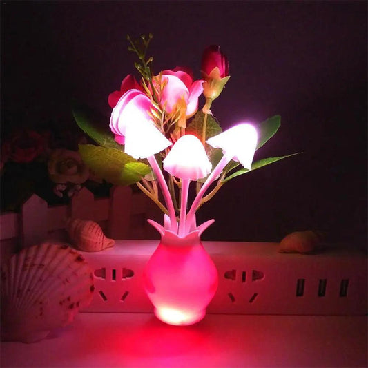 LED Color Changing Night Light - Plug-In Wall Flower Mushroom Lamp, Dream Bed Cute Colorful Nightlight, Bedroom Decor - Mushroom Lamps